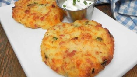 Air Fryer Loaded Mashed Potato Cakes