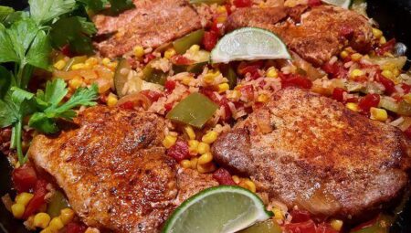 Tex-Mex Pork Chops and Rice Skillet